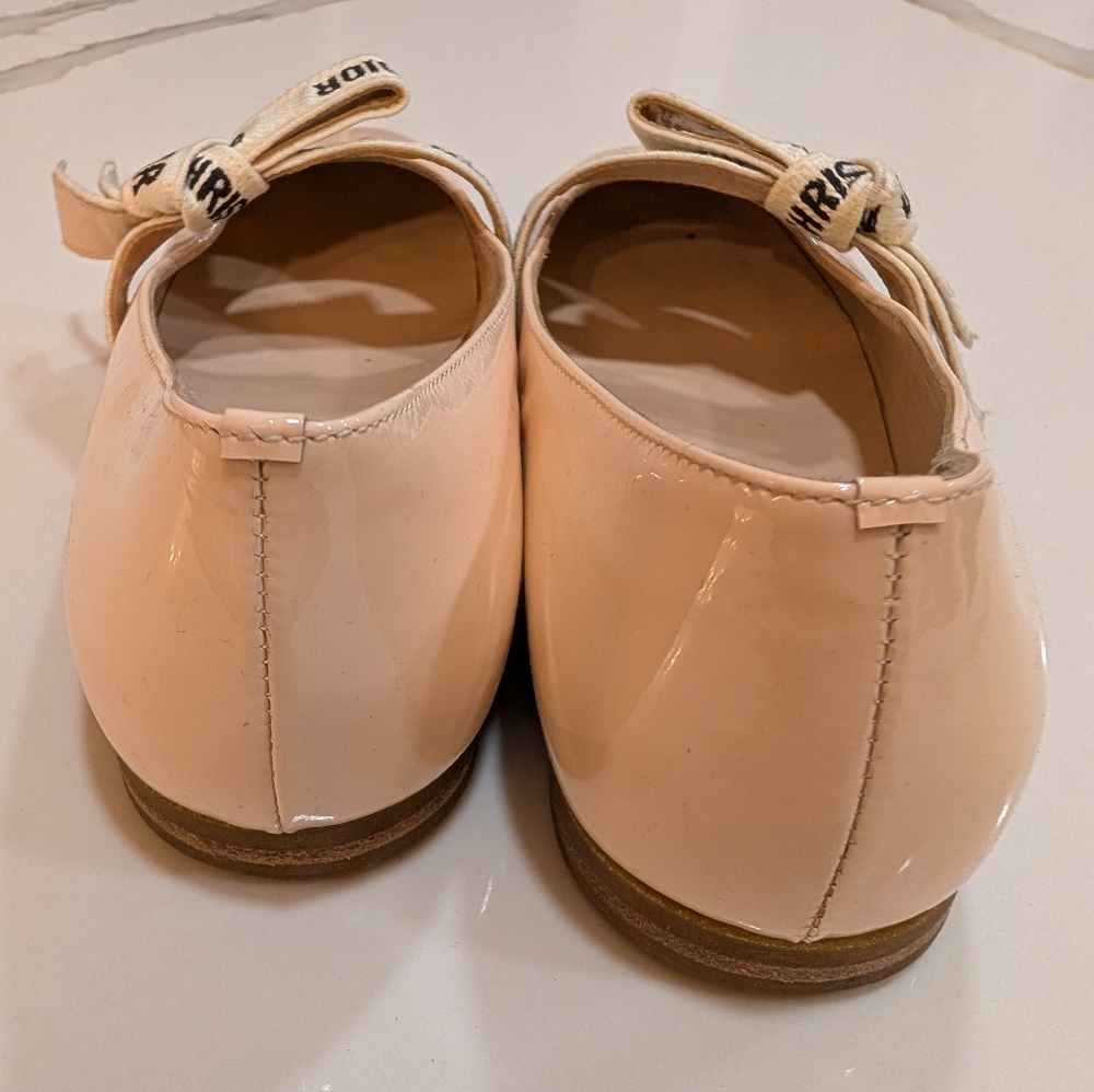 Dior Girls Pink Patent Flats with Logo Ribbon Sz 13 - Picture 2 of 6